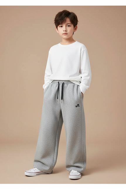 Pantalon Fluide Gris Ample Sport Coton Enfant - Molleton