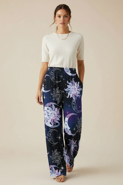Pantalon Fluide Femme Imprimé Chic - Polyester