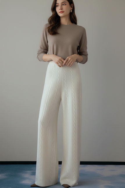 Pantalon Fluide Blanc Cassé - Maille