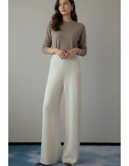 Pantalon Fluide Blanc Cassé - Maille