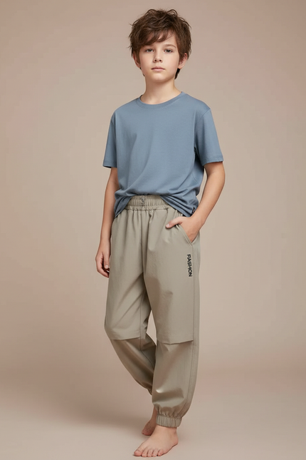 Pantalon Fluide Kaki Sport Décontracté Respirant Garçon - Polyester