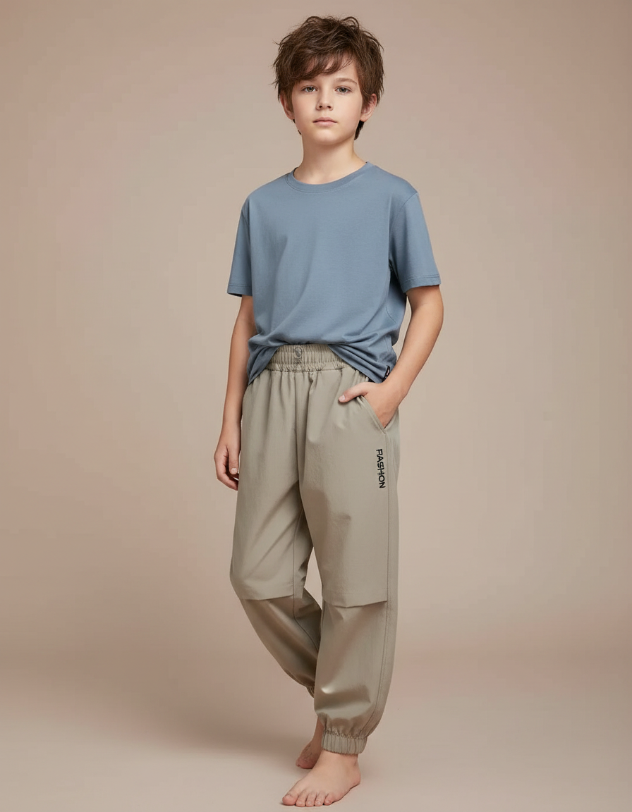Pantalon Fluide Kaki Sport Décontracté Respirant Garçon - Polyester