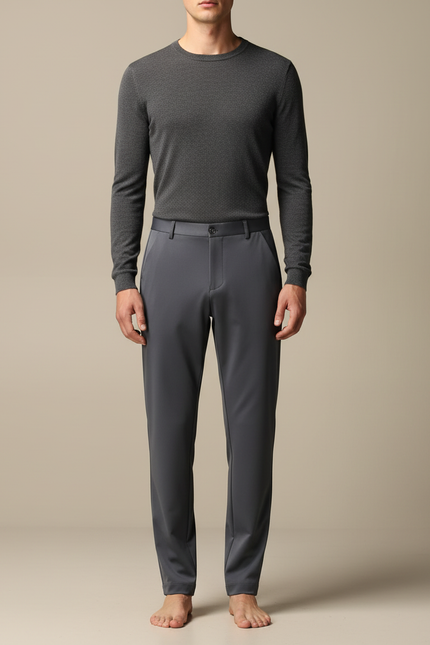 Pantalon Fluide Gris Anthracite Homme Droit Extensible - Polyester