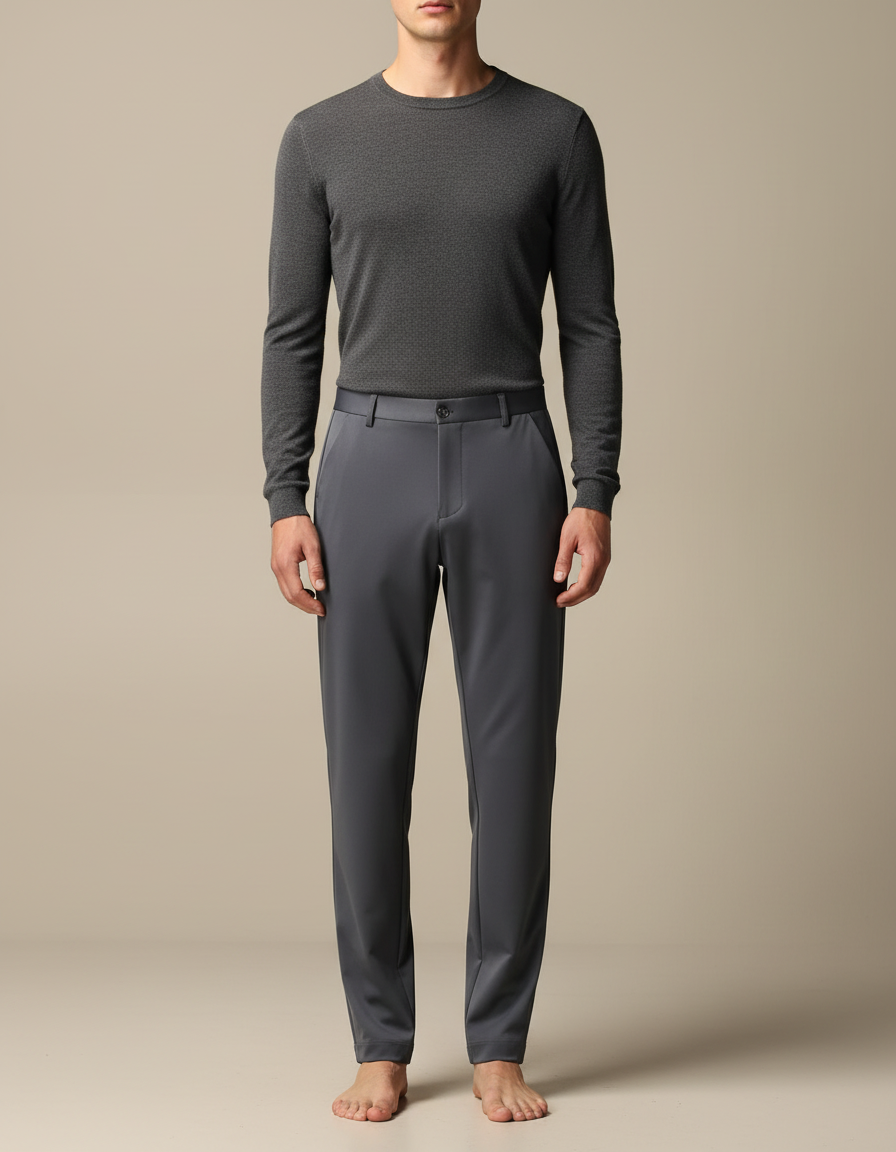 Pantalon Fluide Gris Anthracite Homme Droit Extensible - Polyester