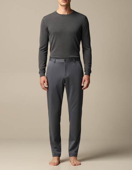 Pantalon Fluide Gris Anthracite Homme Droit Extensible - Polyester
