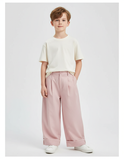 Pantalon Fluide Rose Ample Décontracté Plissé Enfant - Polyester
