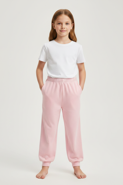 Pantalon Fluide Rose Coton Ample Confortable Enfant - Molleton