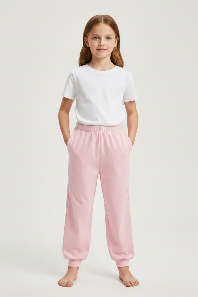 Pantalon Fluide Rose Coton Ample Confortable Enfant - Molleton