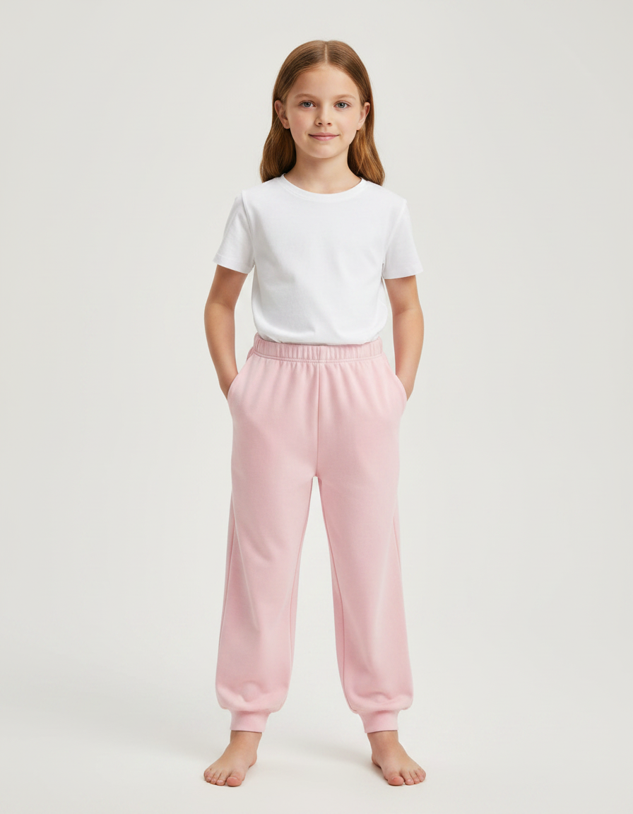 Pantalon Fluide Rose Coton Ample Confortable Enfant - Molleton