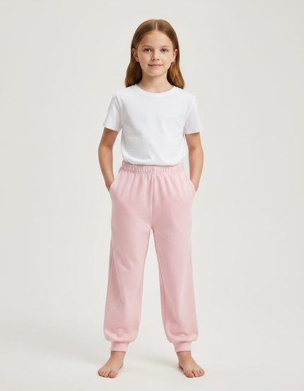 Pantalon Fluide Rose Coton Ample Confortable Enfant - Molleton