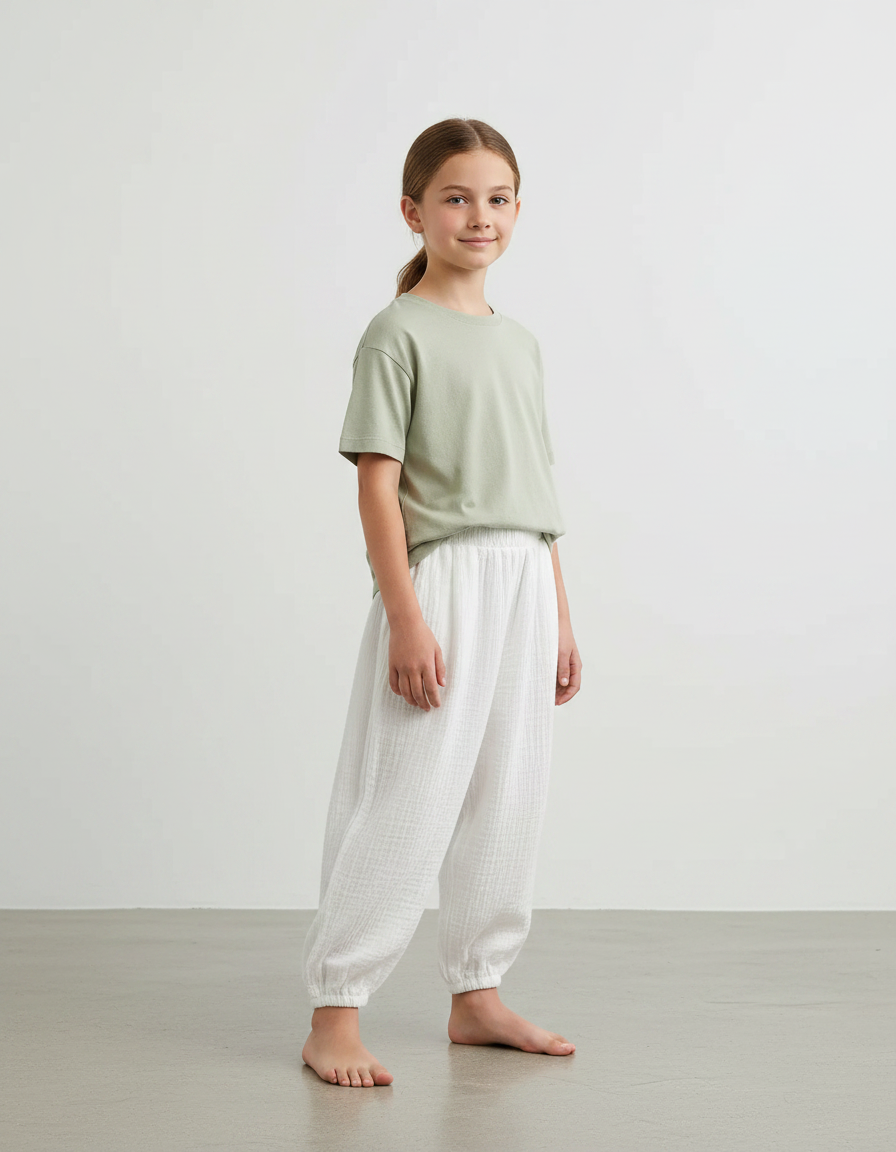 Pantalon Fluide Blanc Ample Coton Mousseline Confortable