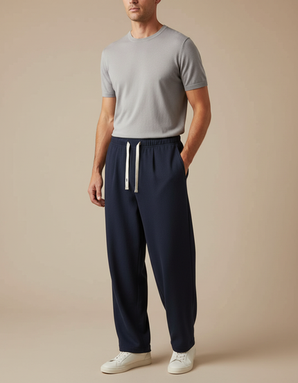 Pantalon Fluide Bleu Marine Ample Décontracté Homme - Molleton