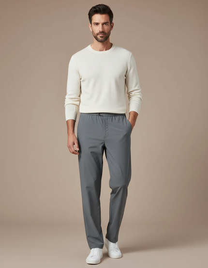 Pantalon Fluide Gris Décontracté Homme Extensible Léger - Polyester