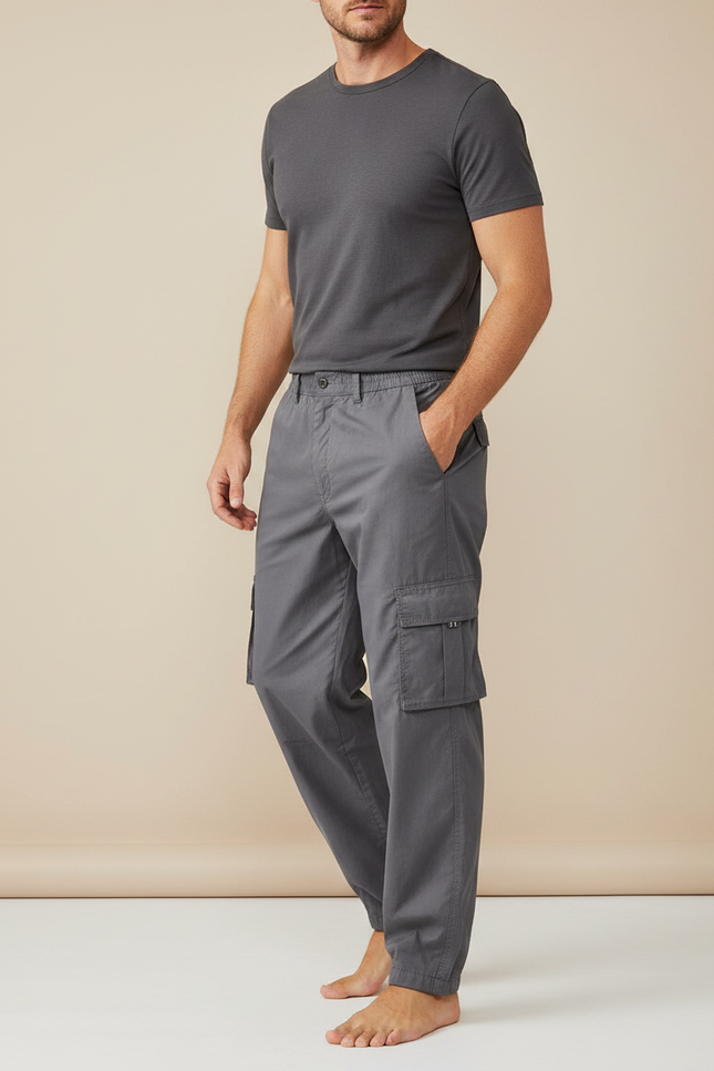 Pantalon Fluide Cargo Gris Décontracté Homme - Toile