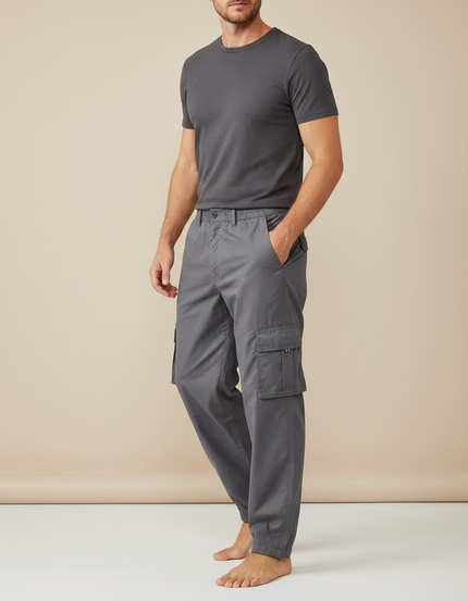 Pantalon Fluide Cargo Gris Décontracté Homme - Toile