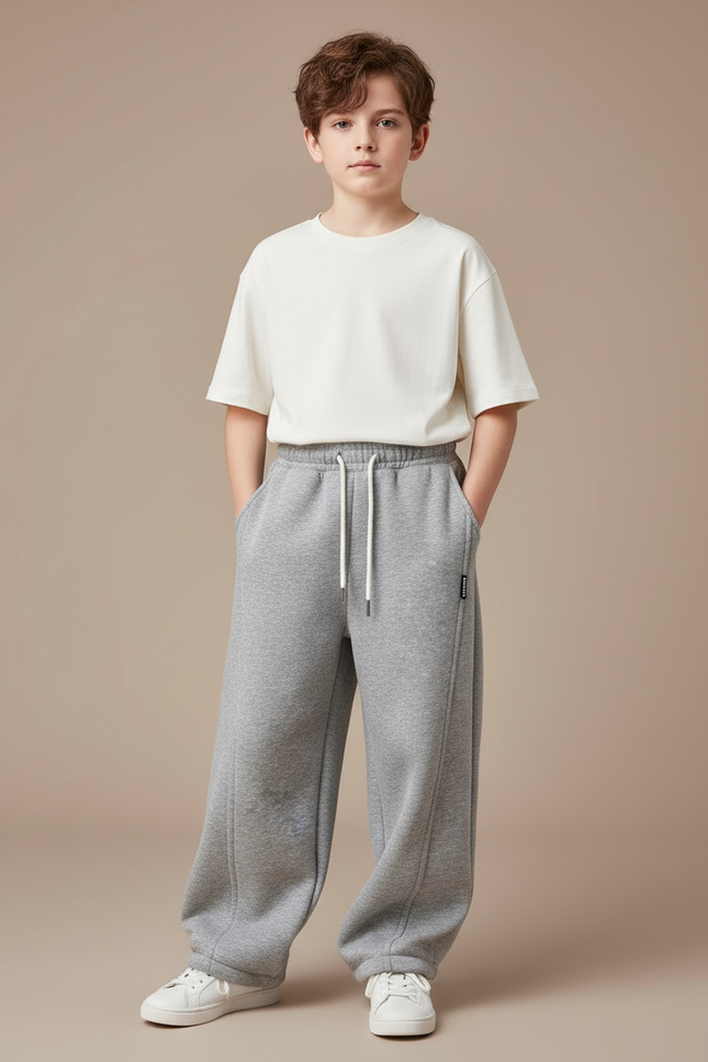 Pantalon Fluide Gris Ample Coton Enfant - Molleton