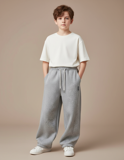 Pantalon Fluide Gris Ample Coton Enfant - Molleton
