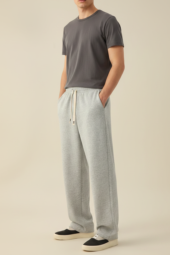 Pantalon Fluide Gris Ample Coton Homme - Molleton