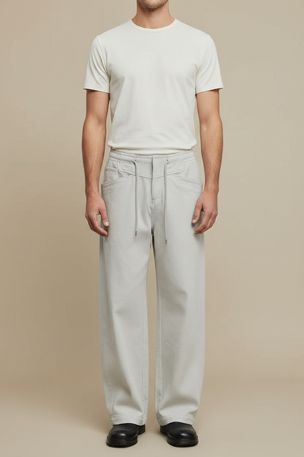 Pantalon Fluide Gris Clair - Gabardine