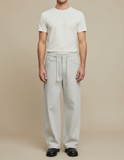 Pantalon Fluide Gris Clair - Gabardine