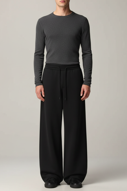 Pantalon Fluide Noir Ample Décontracté Homme Coton - Molleton