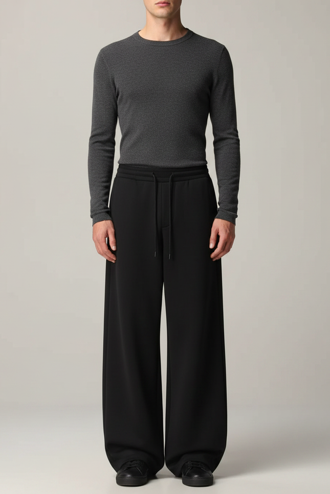 Pantalon Fluide Noir Ample Décontracté Homme Coton - Molleton