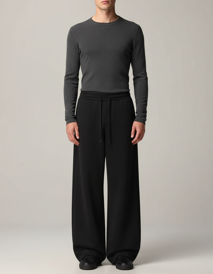 Pantalon Fluide Noir Ample Décontracté Homme Coton - Molleton