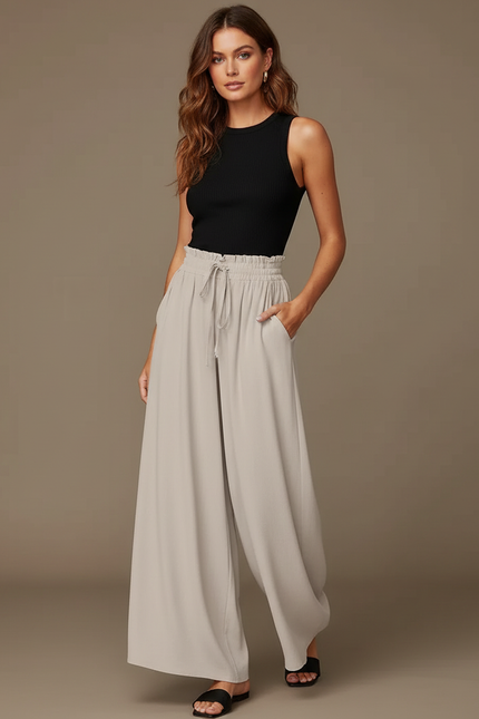 Pantalon Fluide Bohème - Gris Viscose