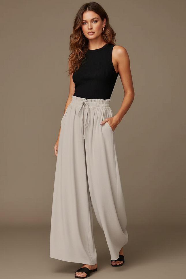 Pantalon Fluide Bohème - Gris Viscose