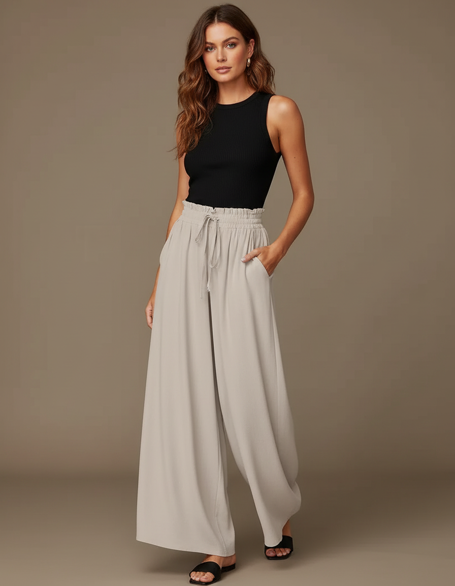 Pantalon Fluide Bohème - Gris Viscose
