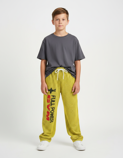 Pantalon Fluide Jaune Rayé Imprimé Décontracté Garçon - Molleton