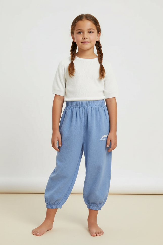 Pantalon Fluide Bleu Coton Ample Resserré Enfant - Molleton