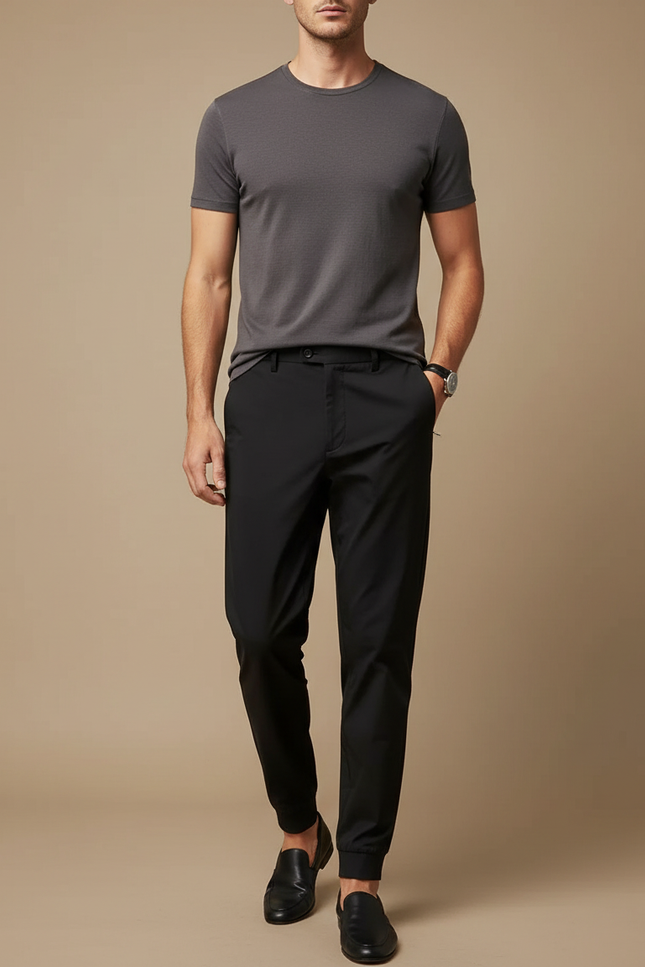 Pantalon Fluide Skinny - Noir Polyester