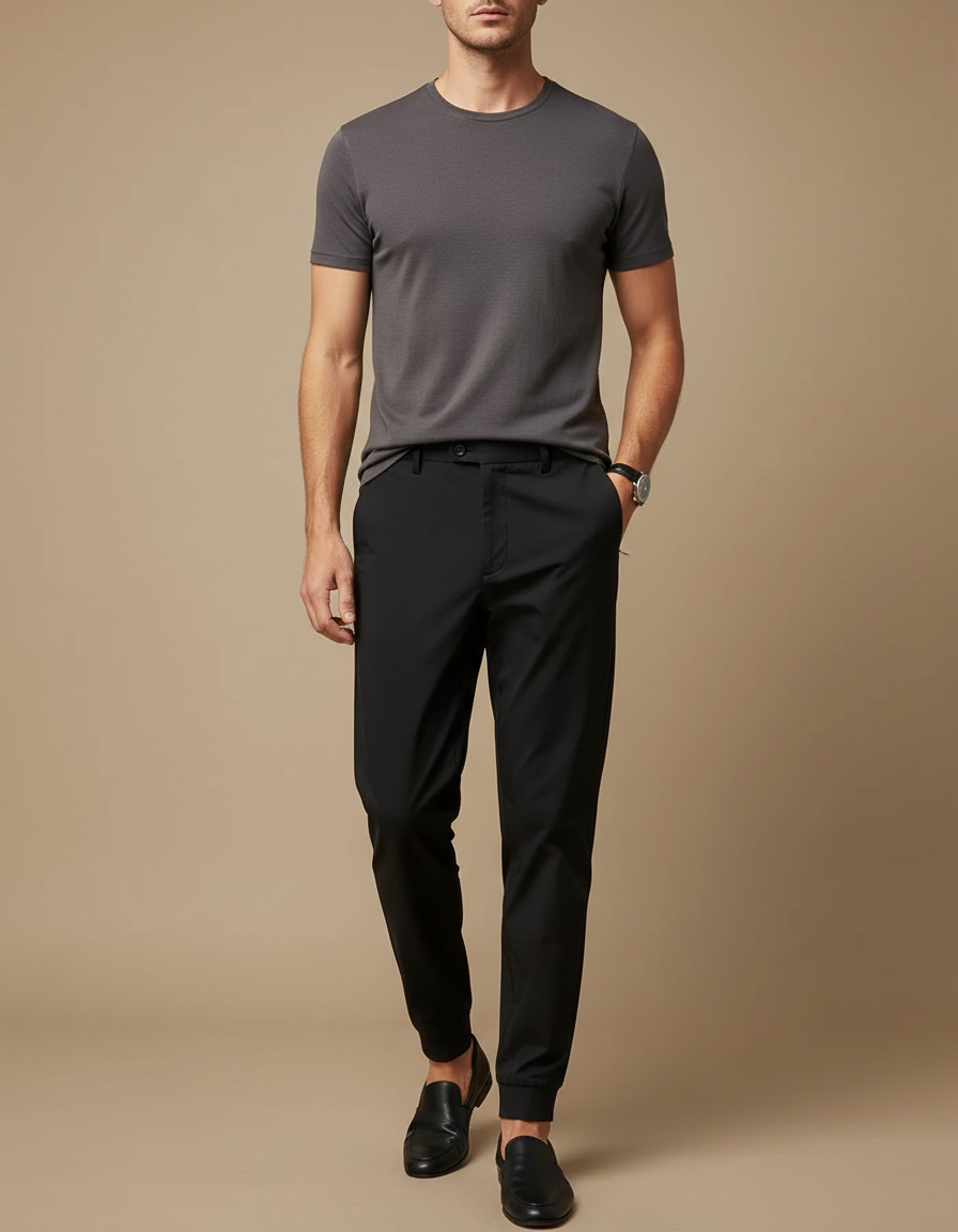 Pantalon Fluide Skinny - Noir Polyester