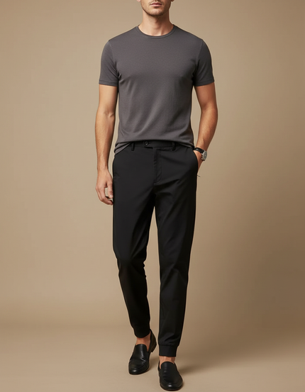 Pantalon Fluide Skinny - Noir Polyester