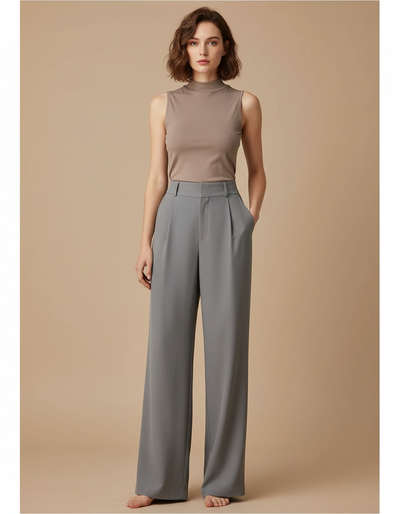 Pantalon Fluide Femme Gris