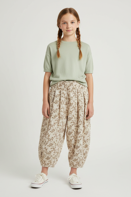 Pantalon Fluide Imprimé Floral - Cordé