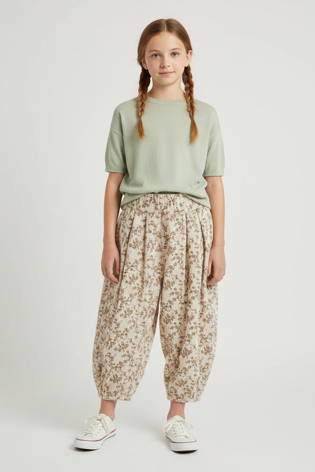 Pantalon Fluide Imprimé Floral - Cordé