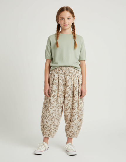Pantalon Fluide Imprimé Floral - Cordé