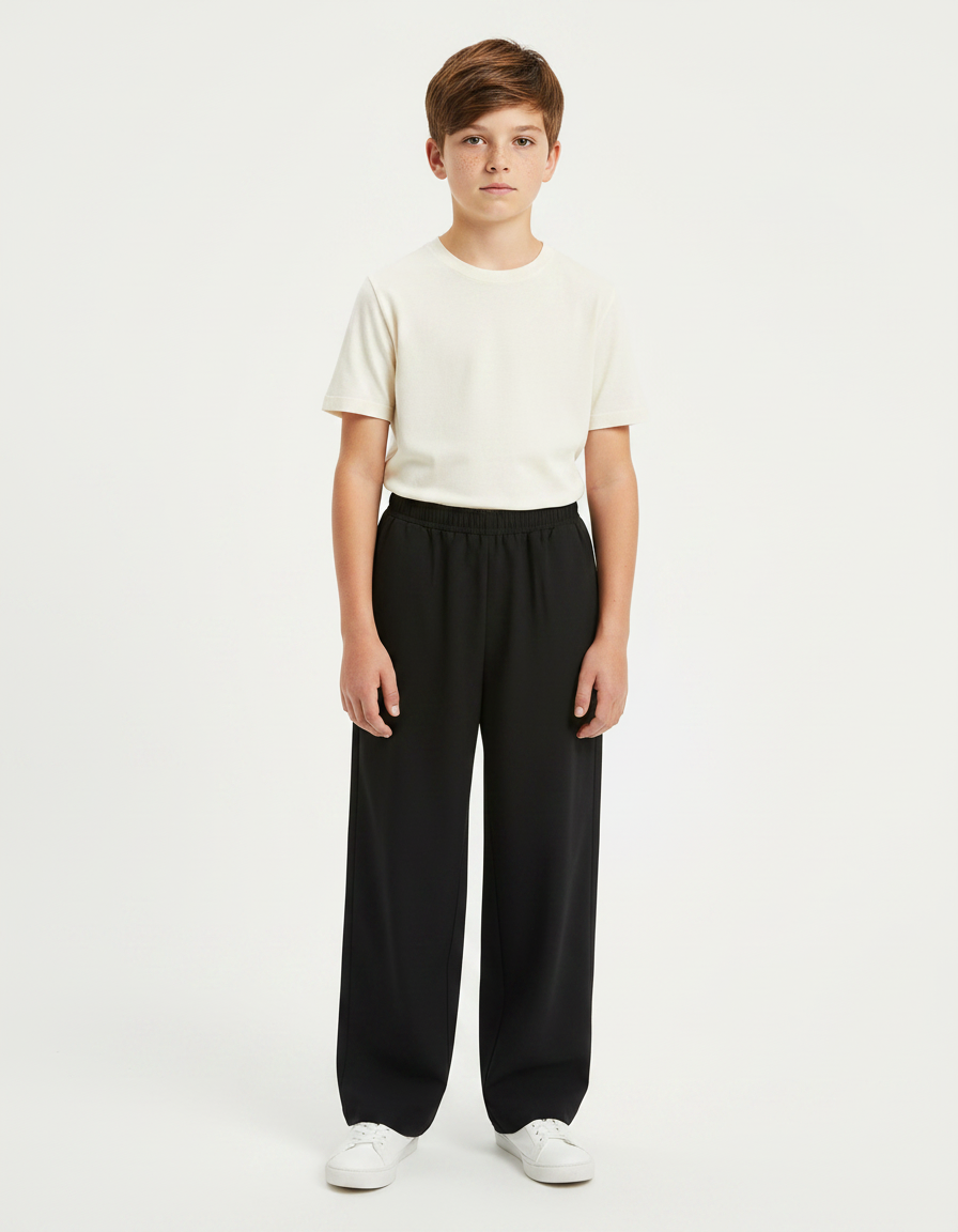 Pantalon Fluide Noir Ample Casual Enfant - Viscose