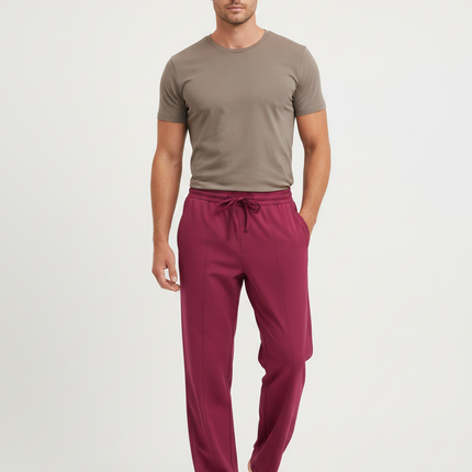 Pantalon Fluide Bordeaux Droit Cordon Homme - Viscose
