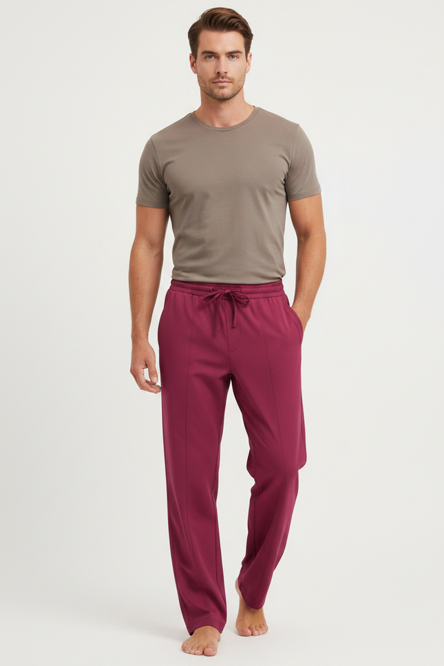 Pantalon Fluide Bordeaux Droit Cordon Homme - Viscose