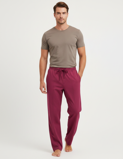 Pantalon Fluide Bordeaux Droit Cordon Homme - Viscose