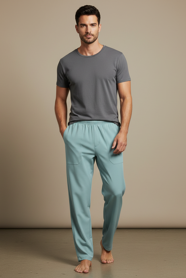 Pantalon Fluide Homme Bleu Ciel Ample Décontracté - Viscose