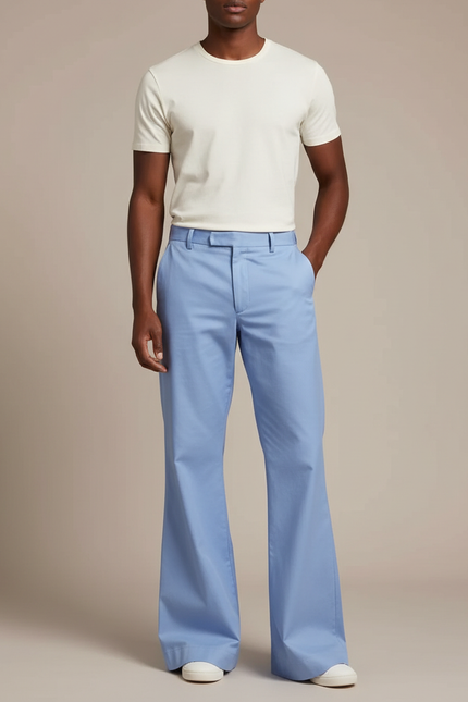 Pantalon Évasé Fluide - Bleu Gabardine
