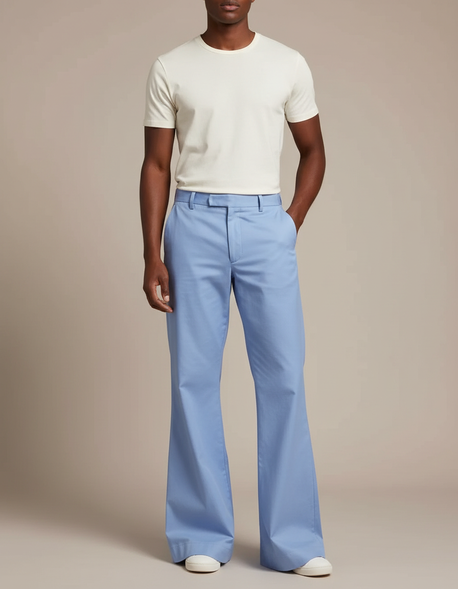 Pantalon Évasé Fluide - Bleu Gabardine