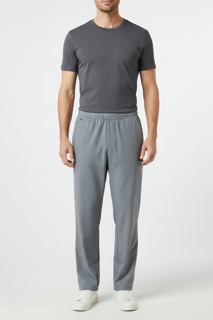 Pantalon Fluide Gris Droit Confortable Homme Décontracté - Polyester