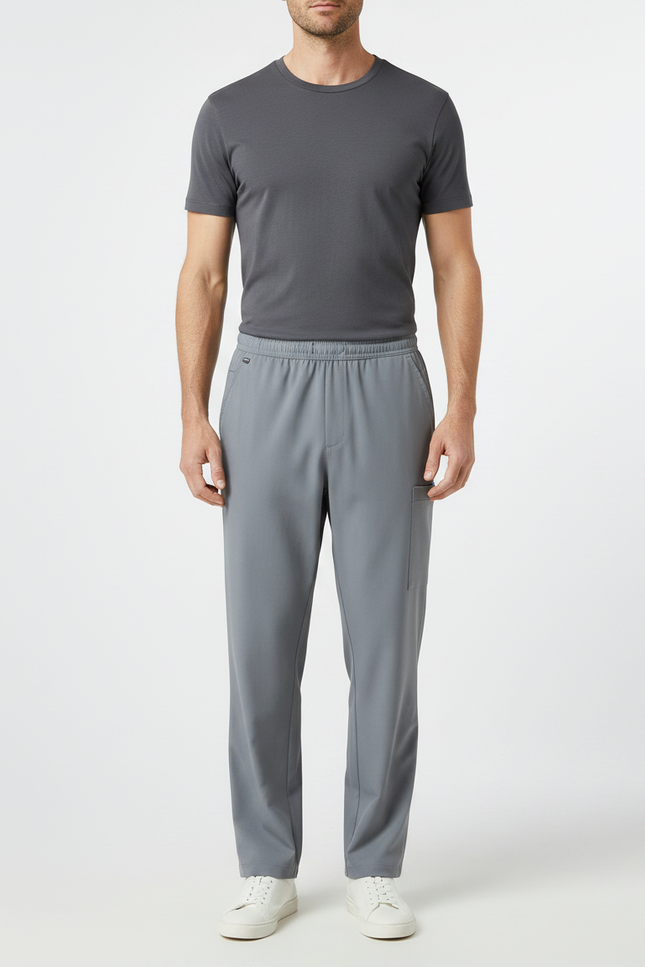 Pantalon Fluide Gris Droit Confortable Homme Décontracté - Polyester