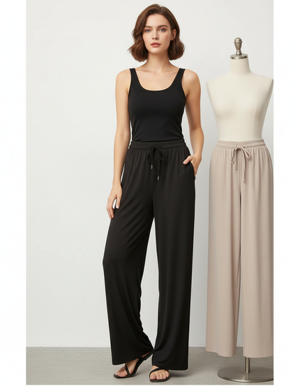 Pantalon Fluide Lycra - Noir Viscose