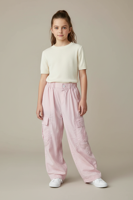 Pantalon Fluide Pastel - Rose Polyester